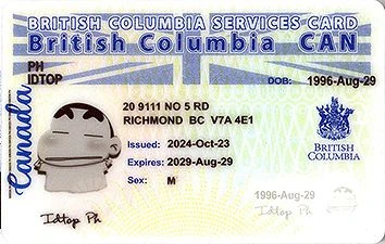 Medium Size Canada British Columbla (BC-SERVICES CARD) - High Quality Scannable ID