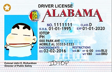 Medium Size United States ALABAMA - High Quality Scannable ID