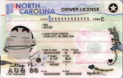 Medium Size United States NORTH CAROLINA - High Quality Scannable ID
