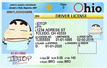 Medium Size United States OHIO - High Quality Scannable ID