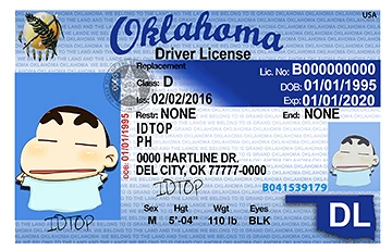 Medium Size United States Oklahoma - High Quality Scannable ID