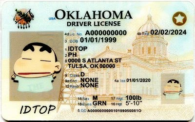 Medium Size United States Oklahoma - High Quality Scannable ID
