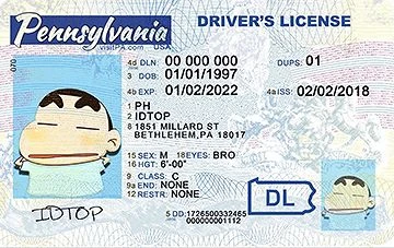 Medium Size United States PENNSYLVANIA - High Quality Scannable ID