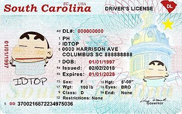 Medium Size United States SOUTH-CAROLINA - High Quality Scannable ID