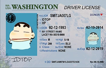 Medium Size United States WASHINGTON - High Quality Scannable ID