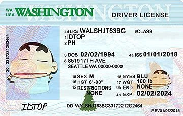 Medium Size United States WASHINGTON - High Quality Scannable ID