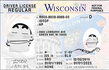 Medium Size United States WISCONSIN - High Quality Scannable ID